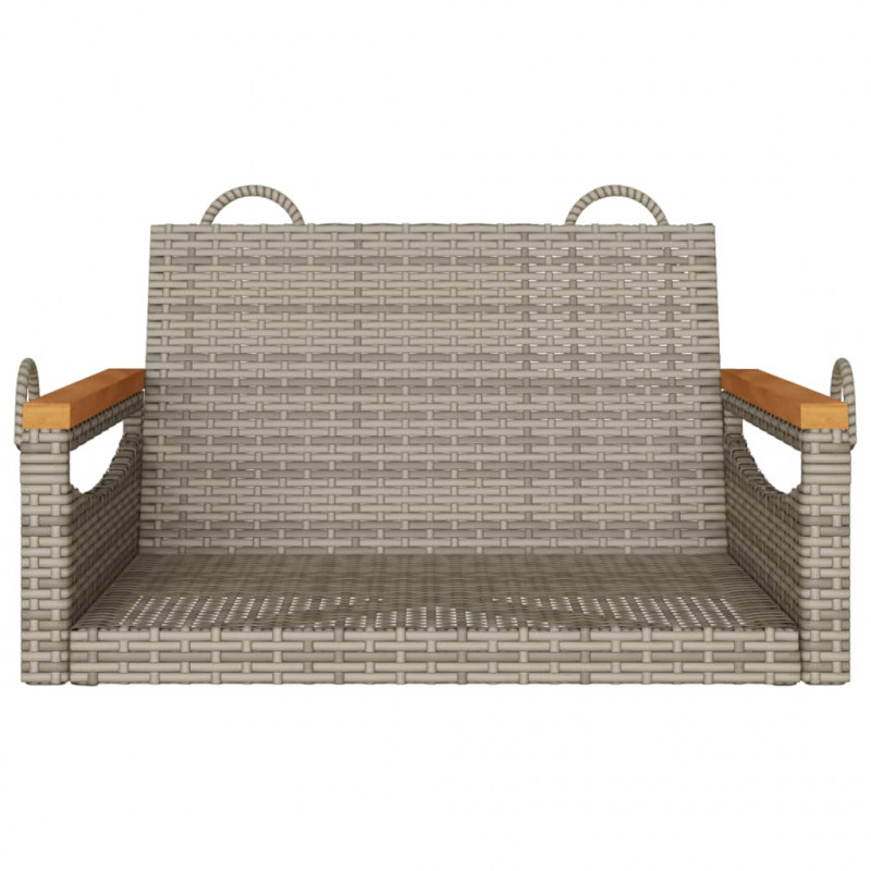 Ławka bujana, szara, 63x62x40 cm, polirattan