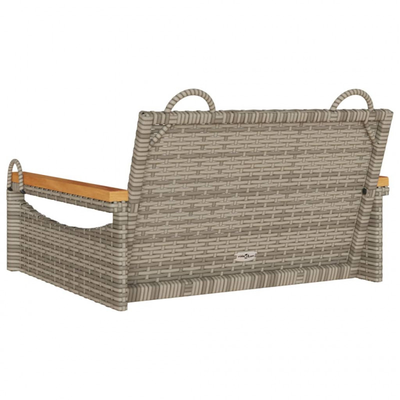 Ławka bujana, szara, 63x62x40 cm, polirattan