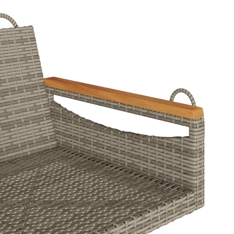 Ławka bujana, szara, 63x62x40 cm, polirattan