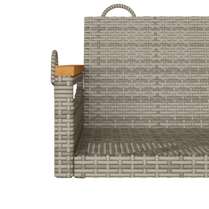 Ławka bujana, szara, 63x62x40 cm, polirattan