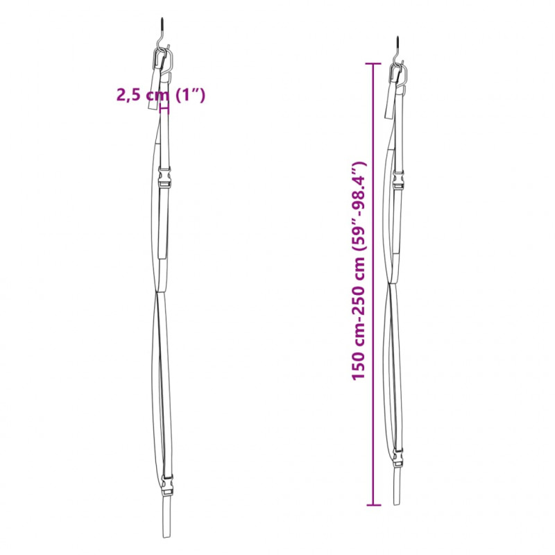 Pasy do przechowywania 2 kajaków, z klipsami na wiosła, 50 kg