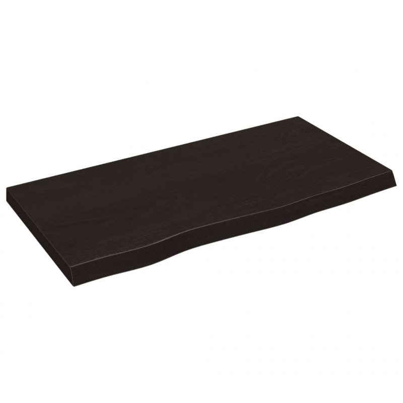 Półka, ciemnobrązowa, 80x40x(2-4) cm, wykończone drewno dębowe