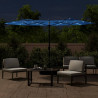 Podwójny parasol ogrodowy z LED, niebieski, 316x240 cm