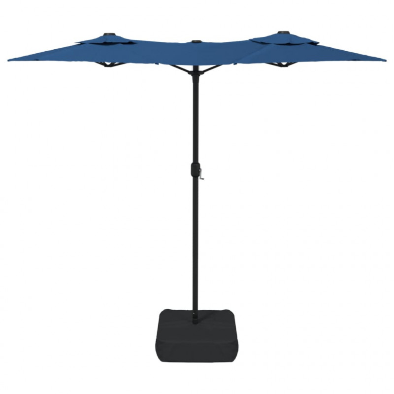 Podwójny parasol ogrodowy z LED, niebieski, 316x240 cm