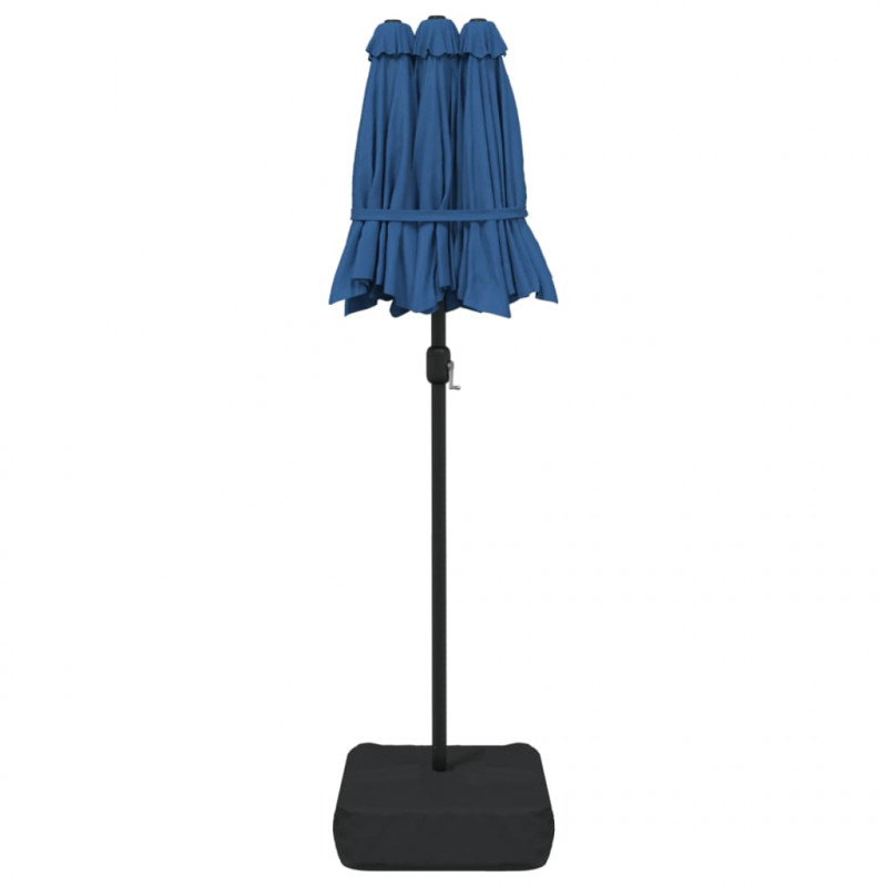 Podwójny parasol ogrodowy z LED, niebieski, 316x240 cm
