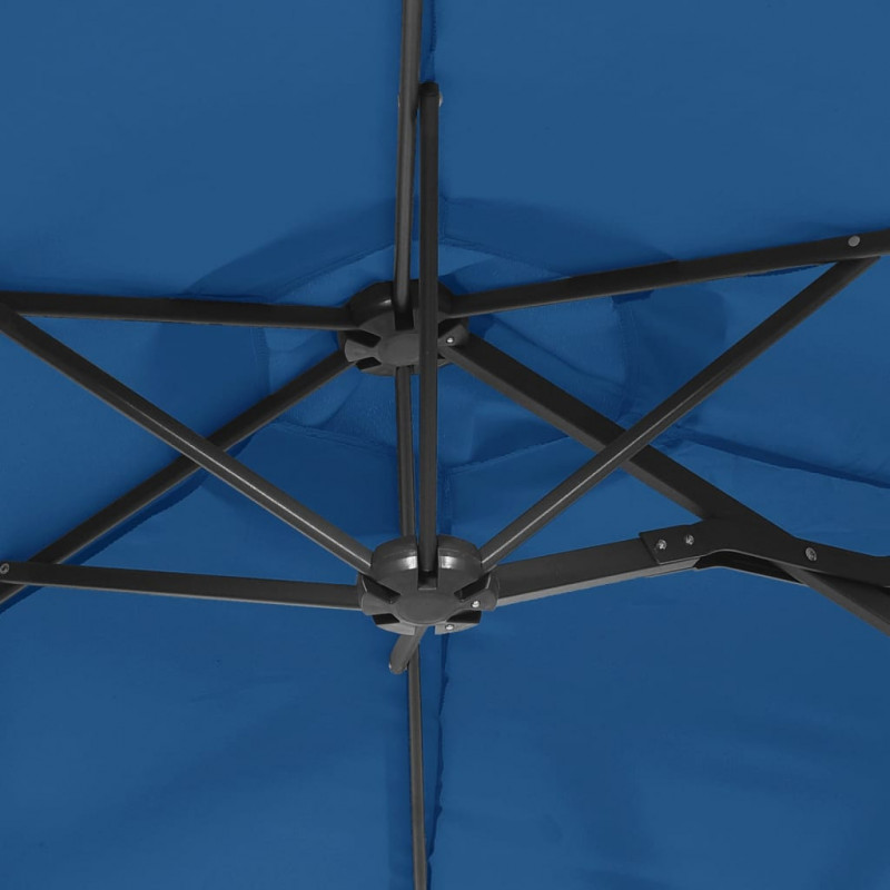 Podwójny parasol ogrodowy z LED, niebieski, 316x240 cm