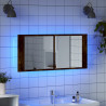 Szafka łazienkowa z lustrem i LED, przydymiony dąb, 100x12x45cm