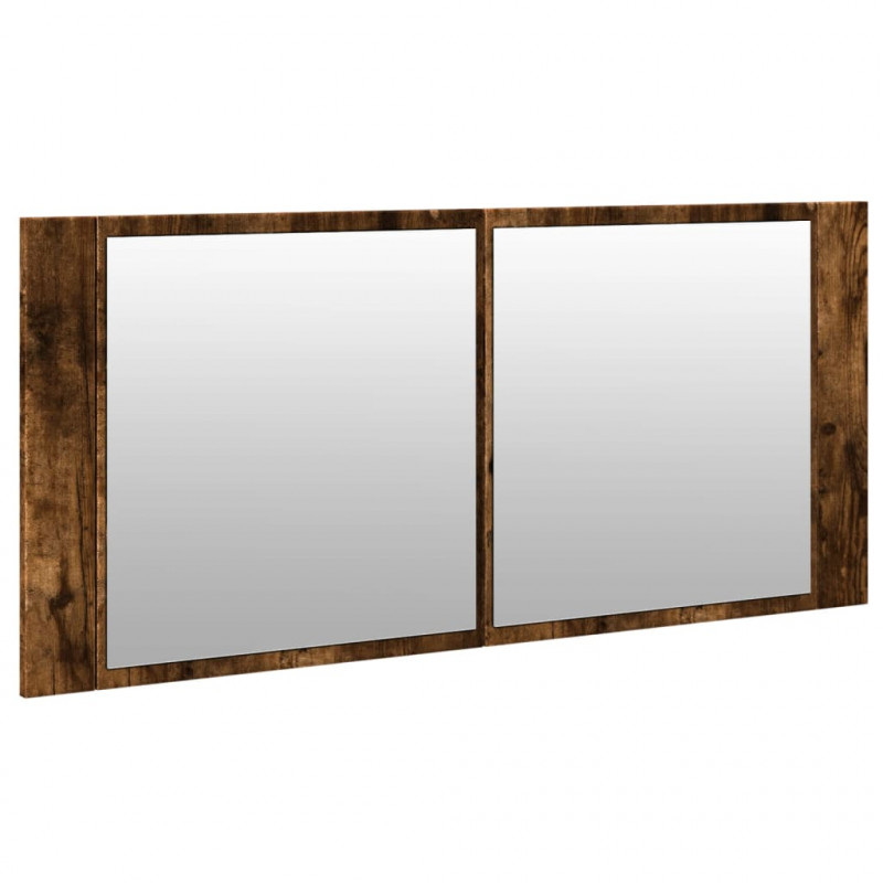 Szafka łazienkowa z lustrem i LED, przydymiony dąb, 100x12x45cm