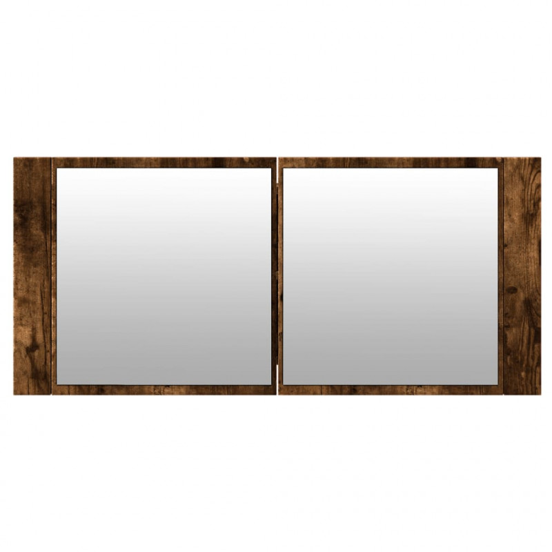 Szafka łazienkowa z lustrem i LED, przydymiony dąb, 100x12x45cm