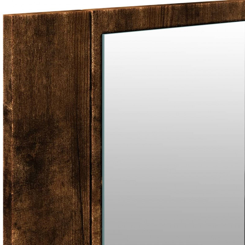 Szafka łazienkowa z lustrem i LED, przydymiony dąb, 100x12x45cm