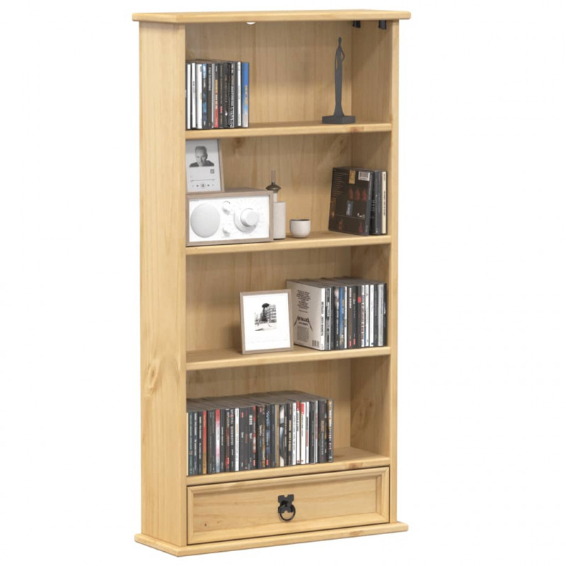 Szafka na płyty CD Corona, 52x17,5x103 cm, lite drewno sosnowe