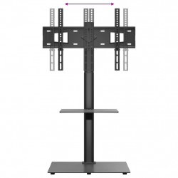 Narożny stojak na telewizor 32-65 cali, 2-poziomowy, czarny