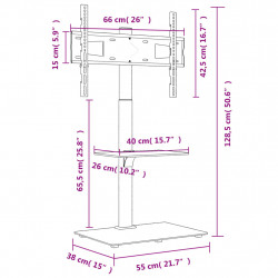Narożny stojak na telewizor 32-65 cali, 2-poziomowy, czarny