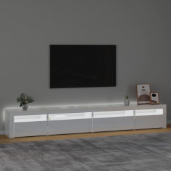 Szafka pod TV z oświetleniem LED, biała z połyskiem,270x35x40cm