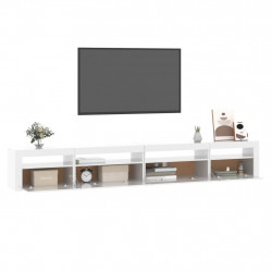 Szafka pod TV z oświetleniem LED, biała z połyskiem,270x35x40cm