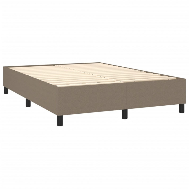 Rama łóżka bez materaca, taupe, 140x190 cm, obita tkaniną