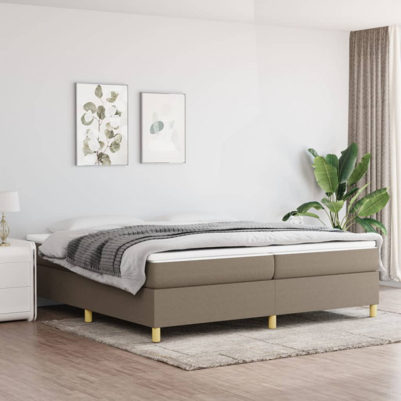 Rama łóżka bez materaca, taupe, 200x200 cm, obita tkaniną