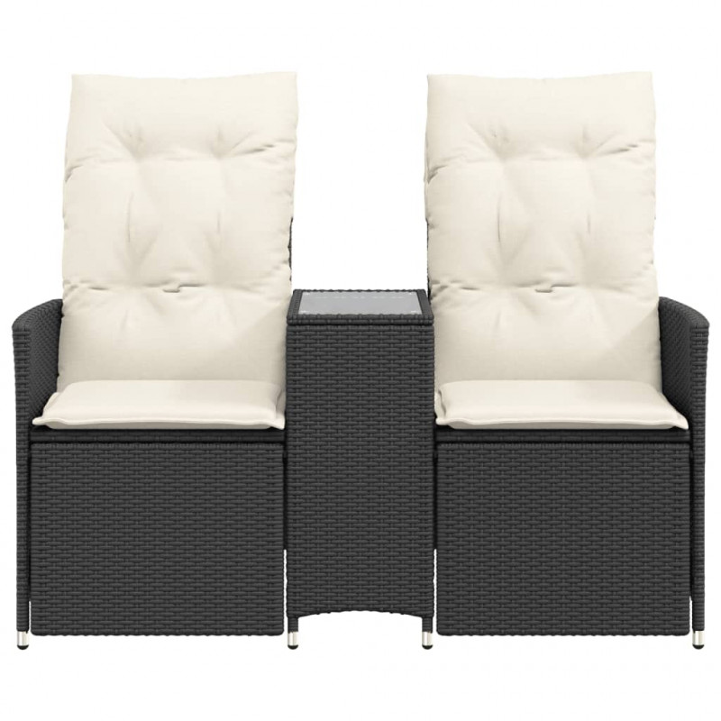 Rozkładana sofa ogrodowa dla 2 os., ze stolikiem, czarna