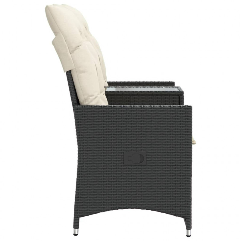 Rozkładana sofa ogrodowa dla 2 os., ze stolikiem, czarna