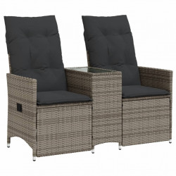 Rozkładana sofa ogrodowa dla 2 os., ze stolikiem, szara