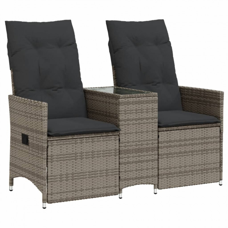 Rozkładana sofa ogrodowa dla 2 os., ze stolikiem, szara