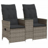 Rozkładana sofa ogrodowa dla 2 os., ze stolikiem, szara