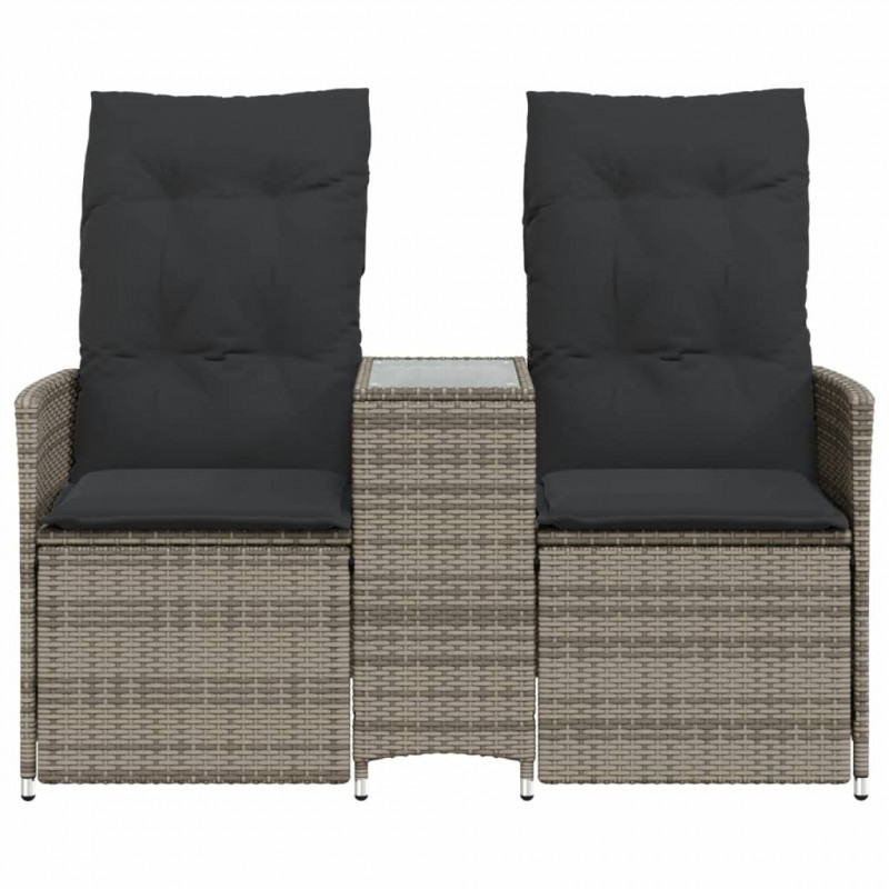 Rozkładana sofa ogrodowa dla 2 os., ze stolikiem, szara