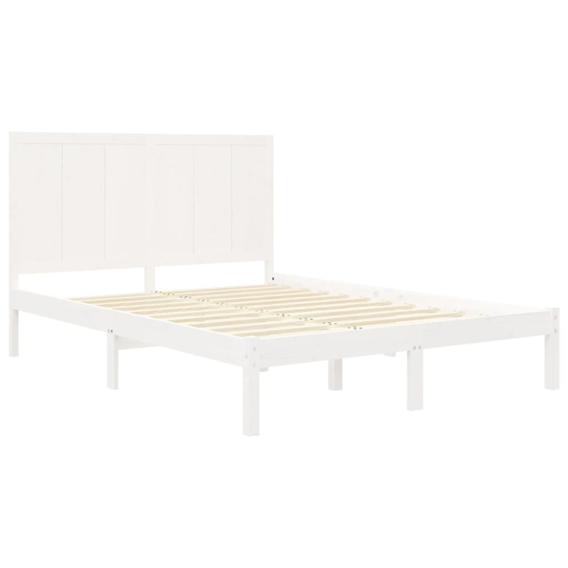 Rama łóżka bez materaca, biała, 140x200 cm, lite drewno sosnowe