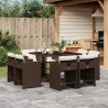 9-cz. zestaw mebli ogrodowych z poduszkami, brązowy, rattan PE