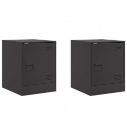 Szafki nocne, 2 szt., czarne, 34,5x39x44 cm, stal