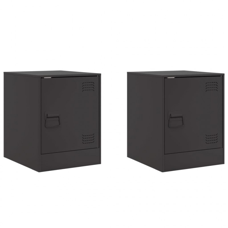Szafki nocne, 2 szt., czarne, 34,5x39x44 cm, stal