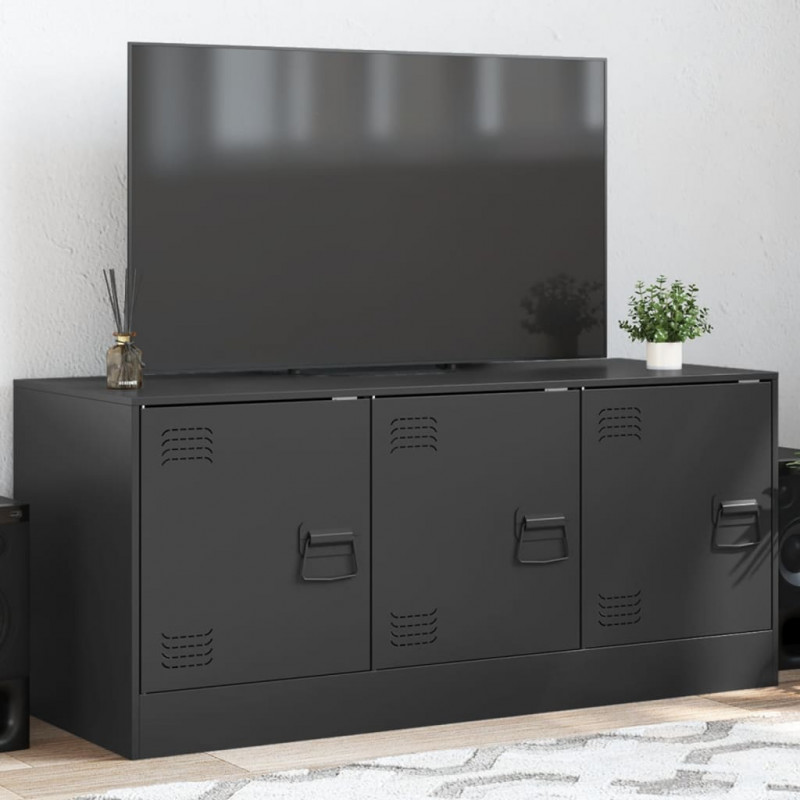 Szafka pod telewizor, czarna, 99x39x44 cm, stalowa