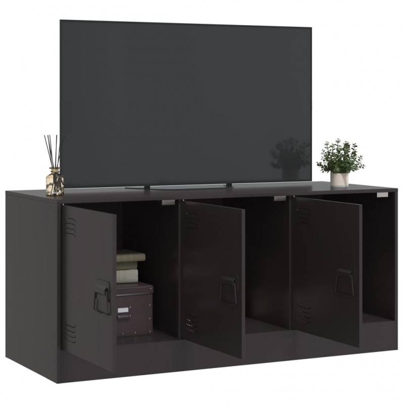 Szafka pod telewizor, czarna, 99x39x44 cm, stalowa