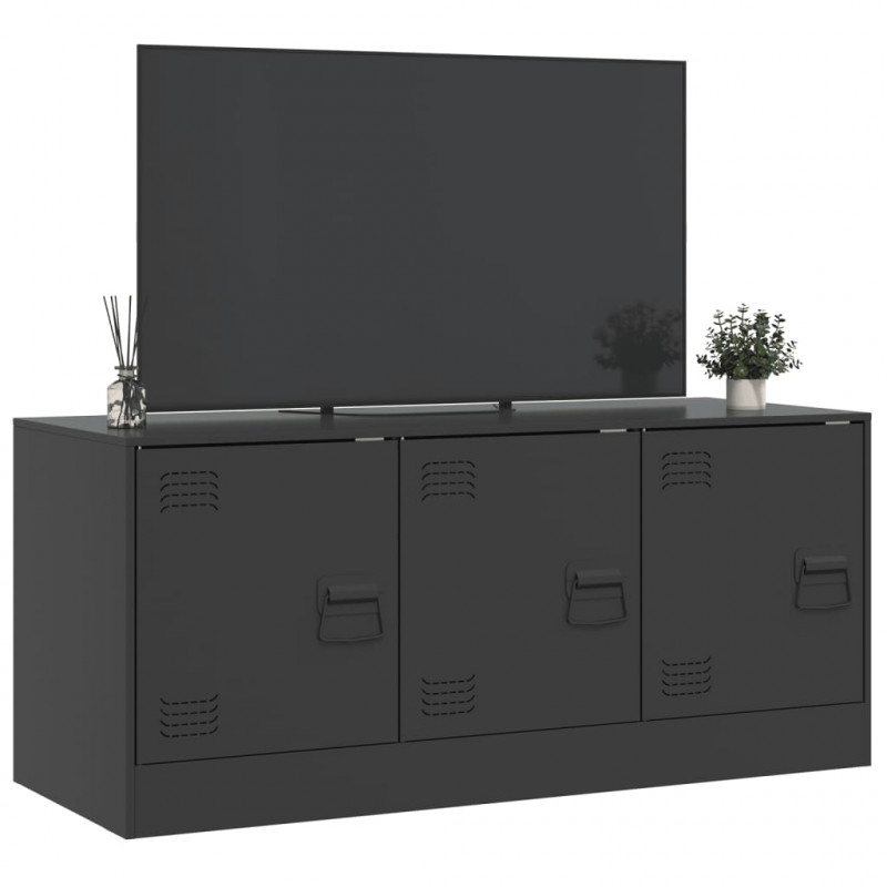 Szafka pod telewizor, czarna, 99x39x44 cm, stalowa