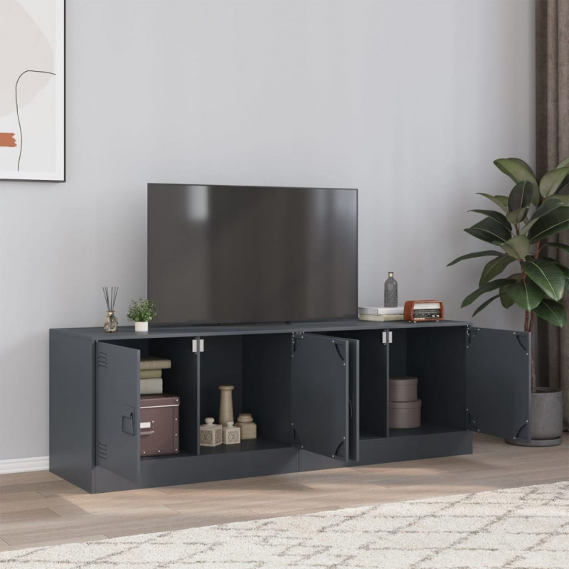 Szafki pod telewizor, 2 szt., antracytowe, 67x39x44 cm, stalowe