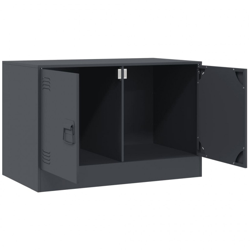 Szafki pod telewizor, 2 szt., antracytowe, 67x39x44 cm, stalowe