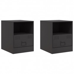 Szafki nocne, 2 szt., czarne, 34,5x39x44 cm, stal