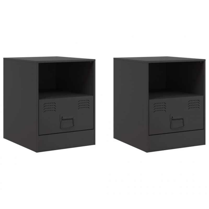 Szafki nocne, 2 szt., czarne, 34,5x39x44 cm, stal