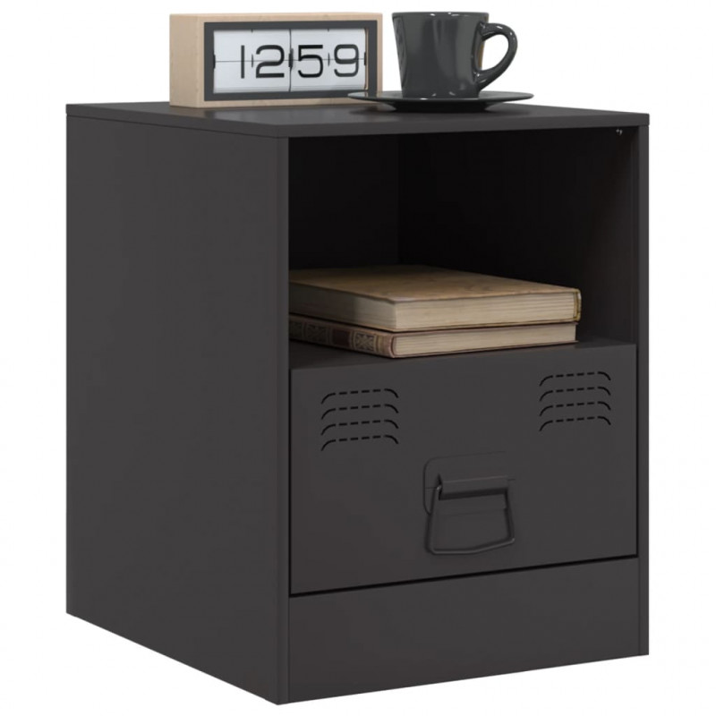 Szafki nocne, 2 szt., czarne, 34,5x39x44 cm, stal