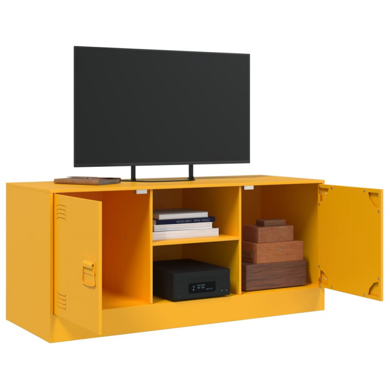 Szafka pod telewizor, musztardowa, 99x39x44 cm, stalowa