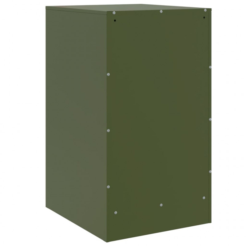 Szafki nocne, 2 szt., oliwkowa zieleń, 34,5x39x62 cm, stal