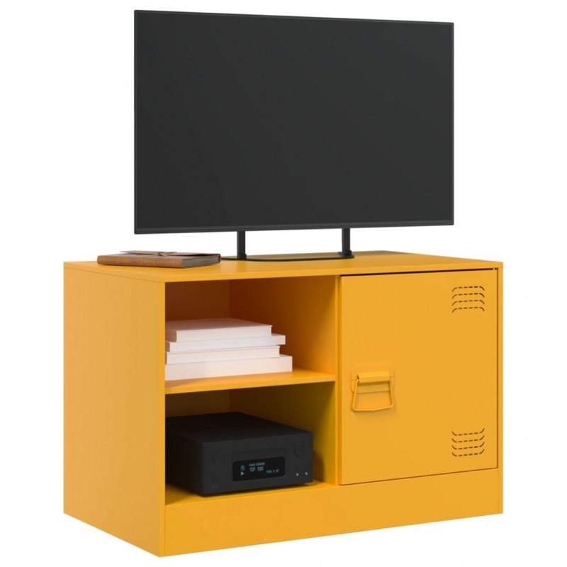 Szafka pod telewizor, musztardowa, 67x39x44 cm, stalowa