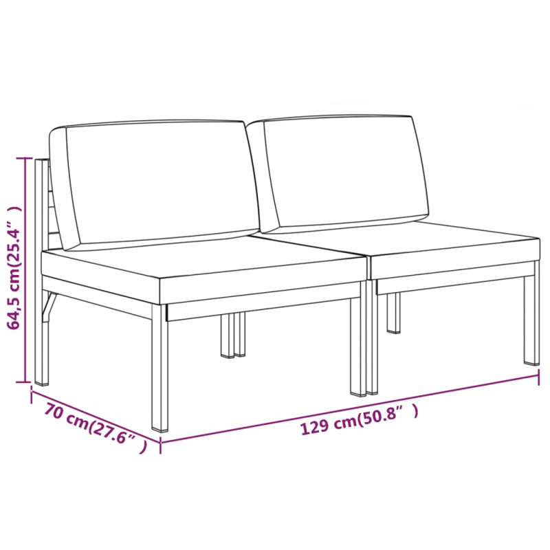 2-os. sofa ogrodowa z poduszkami, aluminium, antracytowa
