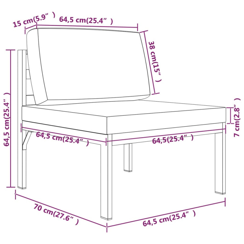 2-os. sofa ogrodowa z poduszkami, aluminium, antracytowa