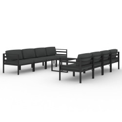 9-cz. zestaw mebli ogrodowych, poduszki, aluminium, antracyt