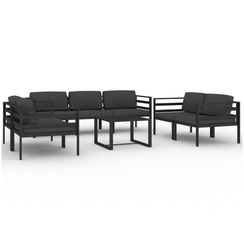 8-cz. zestaw mebli ogrodowych, poduszki, aluminium, antracyt