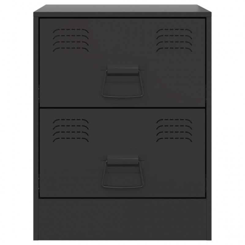 Szafki nocne, 2 szt., czarne, 34,5x39x44 cm, stal