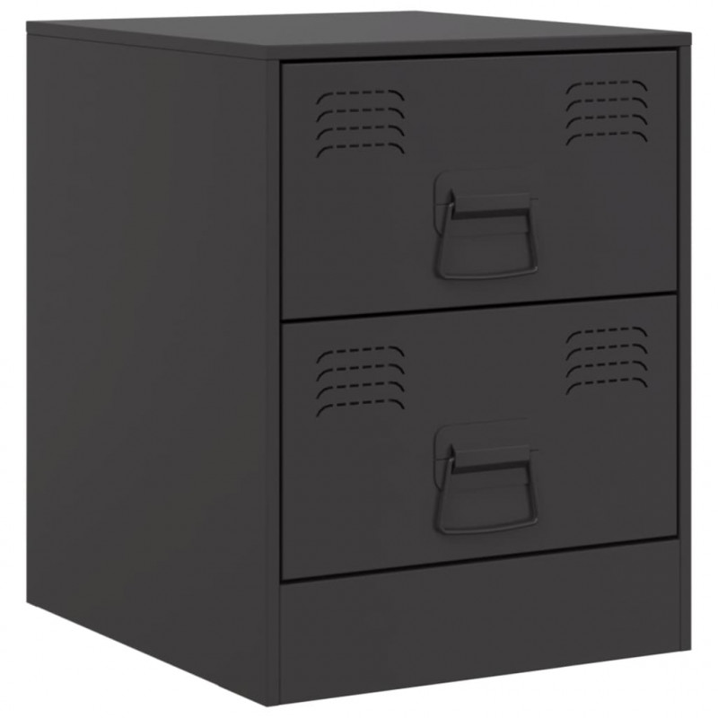 Szafki nocne, 2 szt., czarne, 34,5x39x44 cm, stal