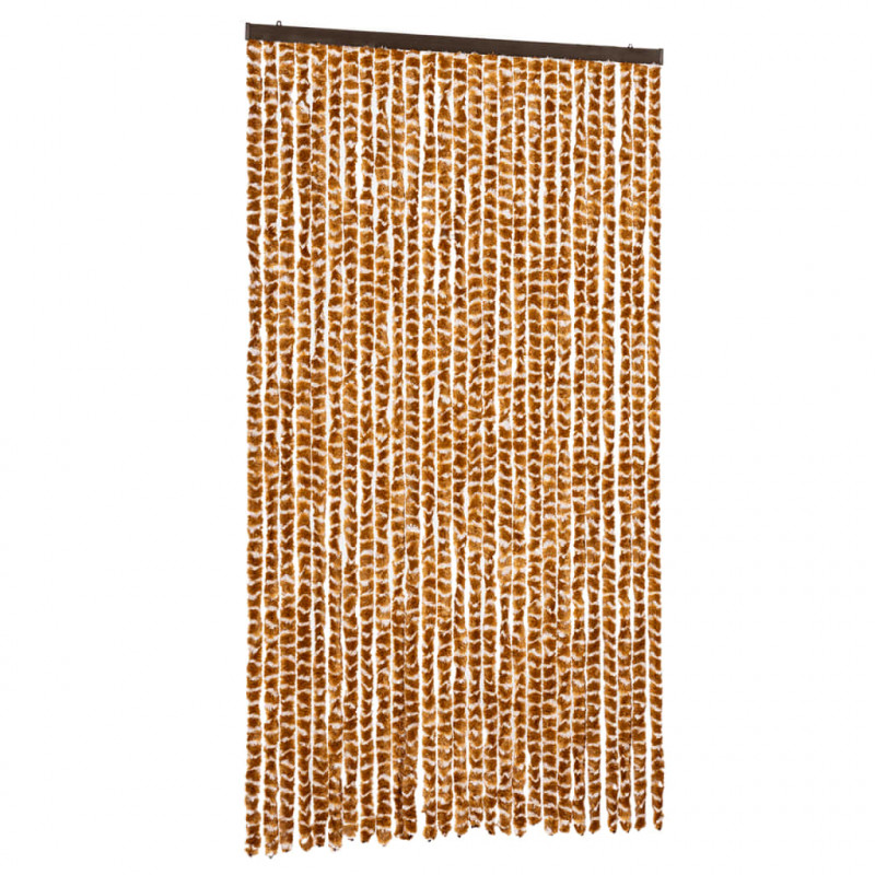 Zasłona przeciwko owadom, ochra i biel, 118x220 cm, szenil