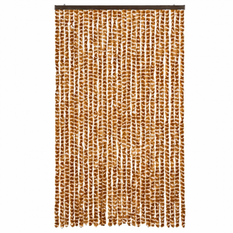 Zasłona przeciwko owadom, ochra i biel, 118x220 cm, szenil